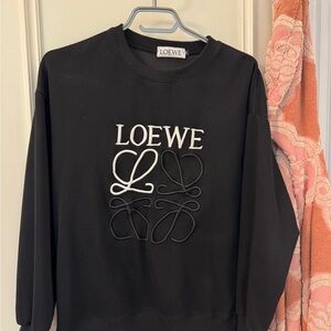 Loewe Black Crewneck with Embroidered Logo